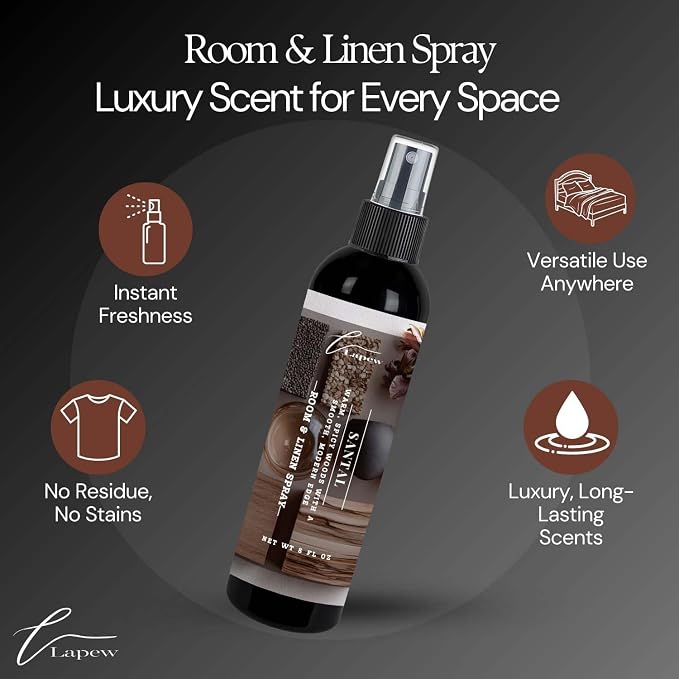 Lapew Room & Linen Spray | Fragrance Mist for Home, Car & Office | Fabric & Air Freshener | Neutralizing Mist | Made in USA | Santal