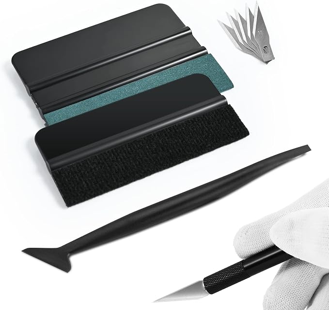 NEWISHTOOL Car Window Tint Installation Kit Vinyl Wrap Tools Wrapping Kit | Felt Squeegee, Micro Squeegee, Precision Knife & Razor Blade, 9IN1 Film Installing Tint Kit Tools Vinyl Application Tool