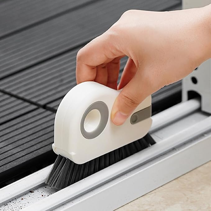 Groove Cleaning Brush 2 in 1 Grout Cleaner Tool Grip Brush Hard Bristle Crevice Cleaning Brush for Sliding Door Track, Window Sill, Window Seal