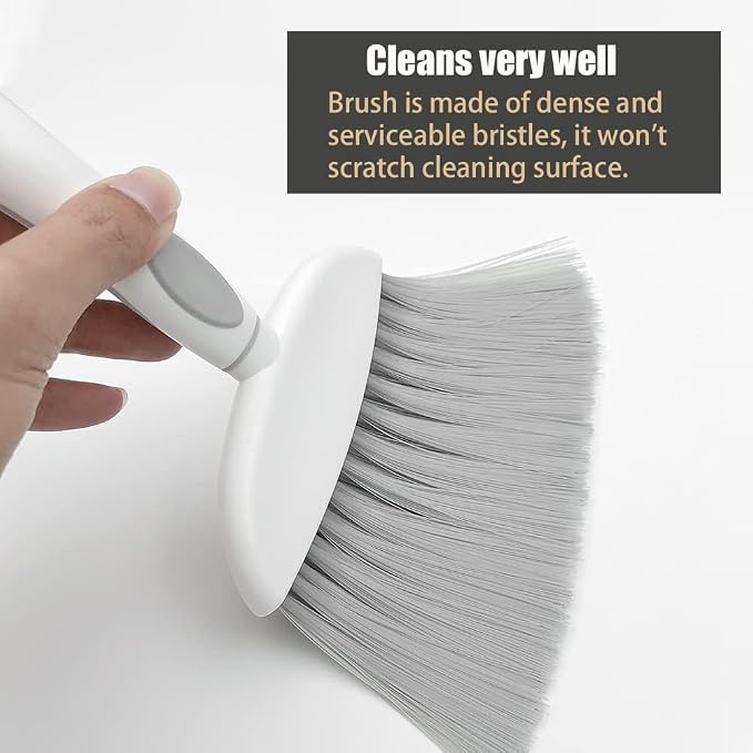 Dust pan, Small Broom and Dustpan Set, Mini Dustpan and Brush Set, Small Hand Broom with Dust Pan for Desk Table Cat Litter - Compact Hand Broom for Kitchen Counter Crumbs, RV Living Essentials (Gray)