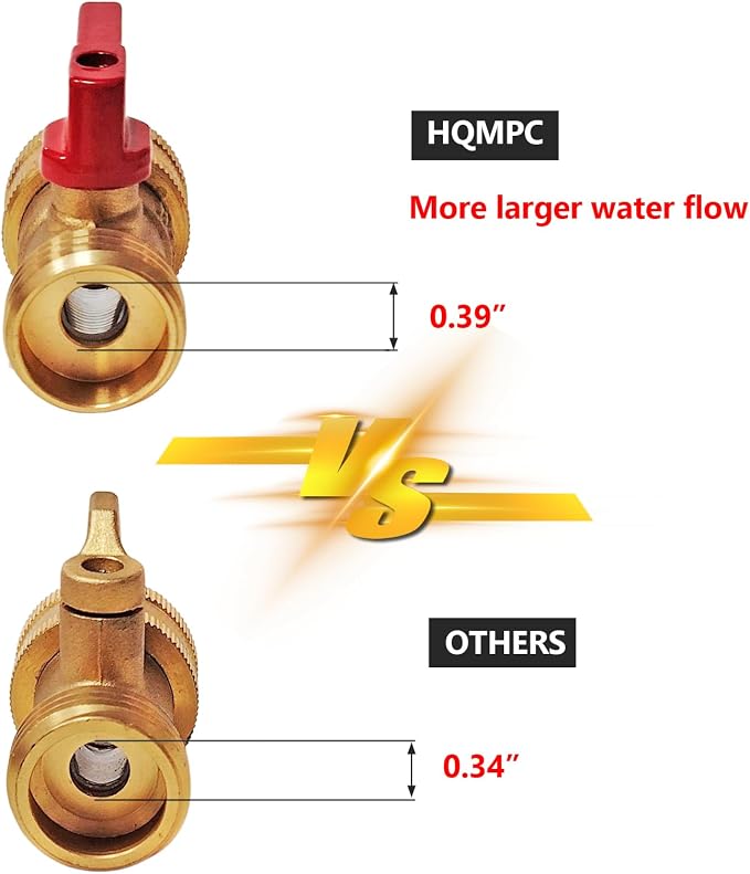HQMPC Heavy Duty Brass Shut Off Valve Big Flow,Garden Hose Shut Off Valve For Garden Lawn Irrigatiion Garden Hose Connector Big Handle Easy Turn On Off (2PCS) +4 Extra Pressure Washers