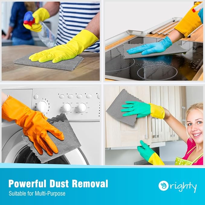 Orighty Microfiber Cleaning Cloth 5 Pack, Grey Cleaning Rags 12x11 inch | Microfiber Towels for Cars, Highly Absorbent Household Cleaning Supplies, Reusable Lint Free Cloths for House, Kitchen