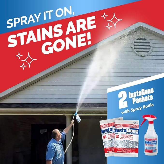 Stain Remover - RETAIL (2 Pack + 24oz Spray Bottle) - Just Add Water - Indoor/Outdoor Ceiling, Wall, Bathroom, Roof, PVC Fence, Patio Furniture & More