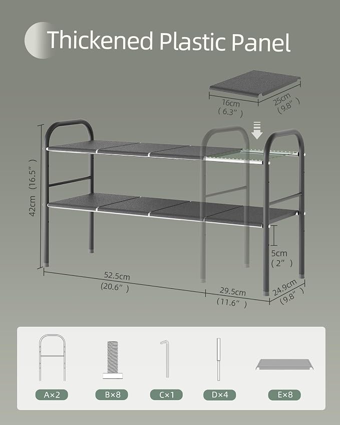 NETEL 2 Pack Under Sink Organizers and Storage,Expandable Under Cabinet Organizer Shelf with 8 Removable Panels,Expandable Shelf for Cupboard,Kitchen,Bathroom,Shoe Storage Rack