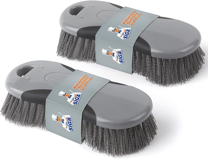 MR.SIGA Multi Purpose Heavy Duty Scrub Brush - Pack of 2 | Strong bristles with effective scrubbing power, ideal for kitchen, bathroom, shower and everyday household cleaning.