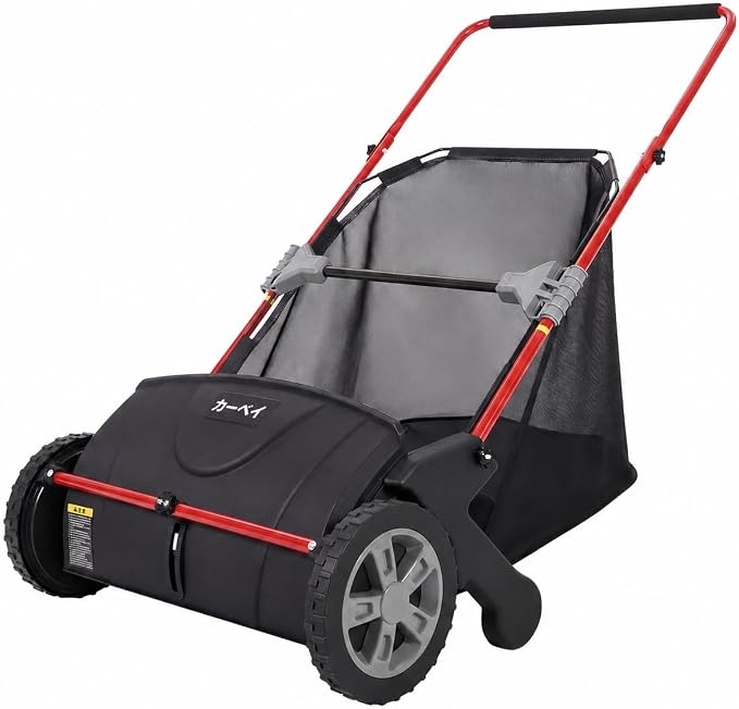 21 Inch Push Lawn Sweeper, Walk Behind Leaf Collector with Large 103L Hopper Bag, Heavy Duty Manual Yard Sweeper for Grass Clippings, Leaves, and Debris, Adjustable Height Sweeping Brush