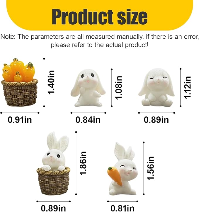 5PCS Cute Mini Rabbit Car Dashboard Decorations, Resin Cartoon Figurine Set for Rear View Mirror & Center Console Ornaments, Funny Car Interior Accessories for Home Office Desk (Rabbit)