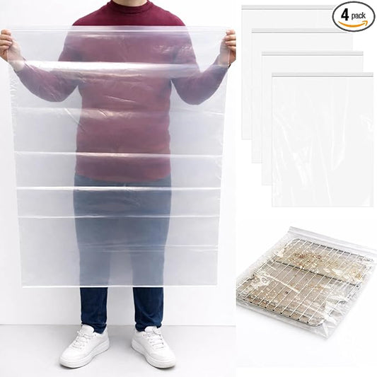 4 Pack Extra Large Oven Rack Cleaning Bags (31.4''X39.3'') – Heavy Duty Reusable Deep Soak Bags for BBQ Grill, Easy Oven Rack Cleaner for Home Kitchen, Removes Grease & Grime