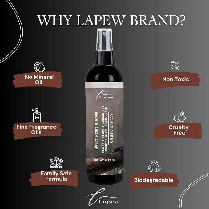 Lapew Room & Linen Spray | Fragrance Mist for Home, Car & Office | Fabric & Air Freshener | Neutralizing Mist | Made in USA | Cabin Vibes