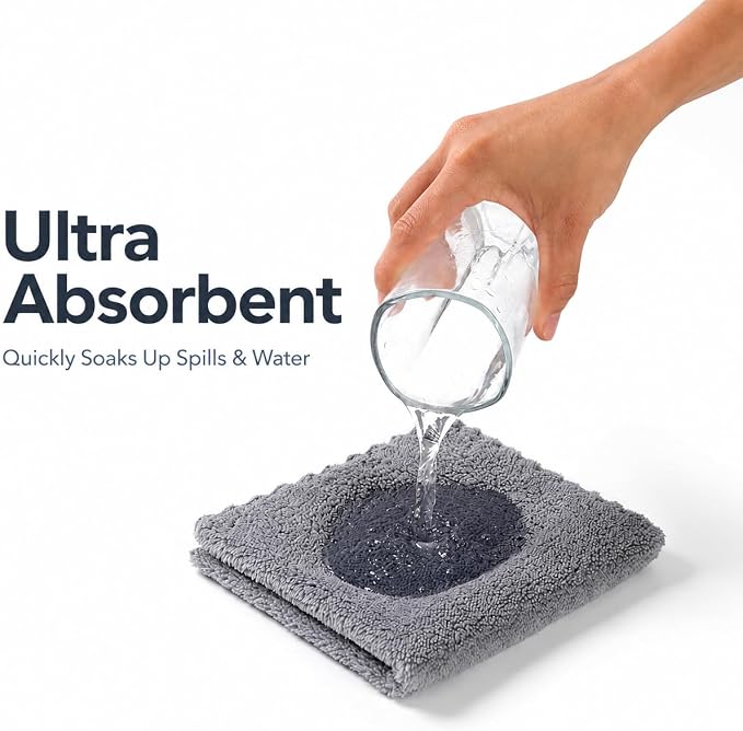 12 Pack Cleaning Cloth,Ultra Soft Absorbent Quick Drying Microfiber Cleaning rags,No scratches,Reusable,Washable,Lint Free Cleaning Towels for Kitchen,Window,Glass,car,11.8"×11.8",(Multicolor)