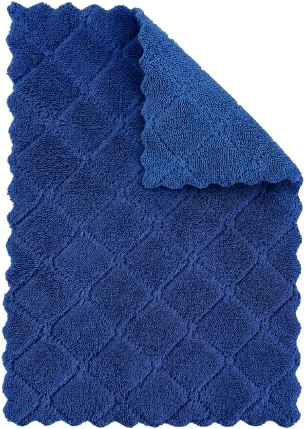Cleaning Cloth for Kitchen (Pack of 1) | Ultra Soft Absorbent Dish Cleaning Towel | Dual Texture Reusable Cloth for Utensils, Countertops & Glass | Streak-Free & Quick Dry (Blue)