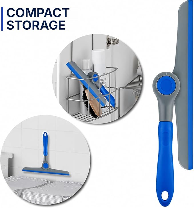 DSV Standard 10" Heavy Duty Blue, Grey Window Cleaning Squeegee, Handheld Squeegee for Glass Doors, Windows, Car Windshields & More