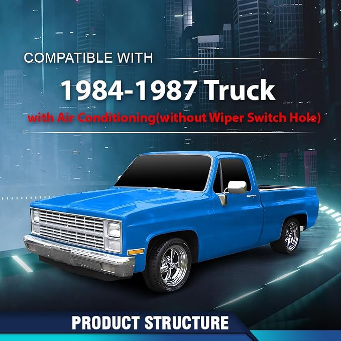PIT66 Dashboard Bezel Lower Column Cover Fit Chevy GMC Truck 1984-1987 | A/C Dash Trim Panel Replacement Fit Chevy GMC Trucks 1984-1987. Fits Models Without Wiper Switch Hole
