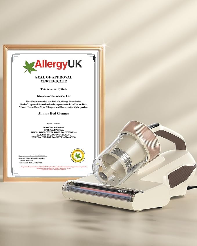 Jimmy Mattress Vacuum Cleaner, Bed Vacuum with UV & Ultrasound, High Heating, Smart Dust Sensor, 15Kpa Powerful Suction, Lightweight, Deep Clean Dust and Pet Hair in One Go(BX6 Lite, Corded)