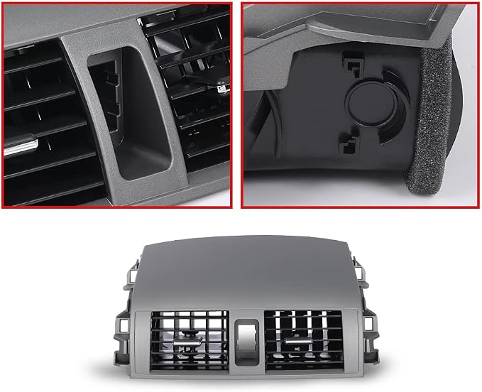 DOTCOM Center A/C Vent Panel Fit 2008-2013 Toyota Corolla, Gray | Dashboard Air Vent Outlet Panel,Direct replacement for Toyota Corolla 2008-2013, OEM 55670-02160,55663-02060