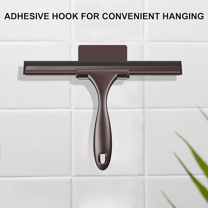 SetSail Shower Squeegee for Glass Doors, 12 Inches, Bronze | All-Purpose Squeegee for Shower Glass Door Stainless Steel Window Squeegee with Hook for Car Windshield