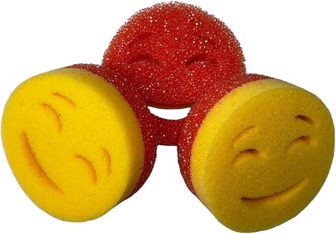 Smilyeez Scrub Moji Duo Scrubbing Sponge (Set of 3) Dual-Sided Scrub Sponges Multipurpose Sponge Scratch-Free Stain and Odor Resistant