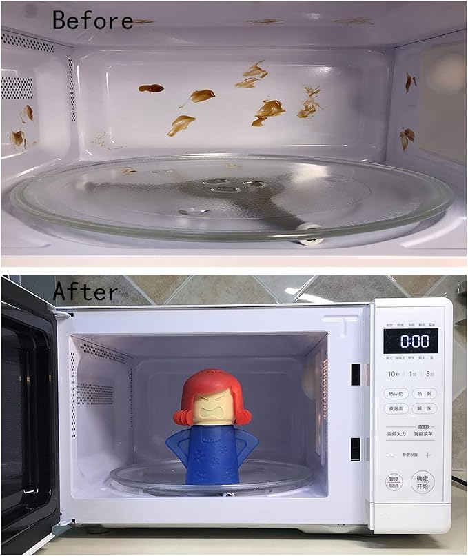 Angry Mom Microwave Cleaner, Mad Mama Microwave Steam Cleaner, Just Add Vinegar and Water, Easily Cleans the Crud in Minutes (Blue)