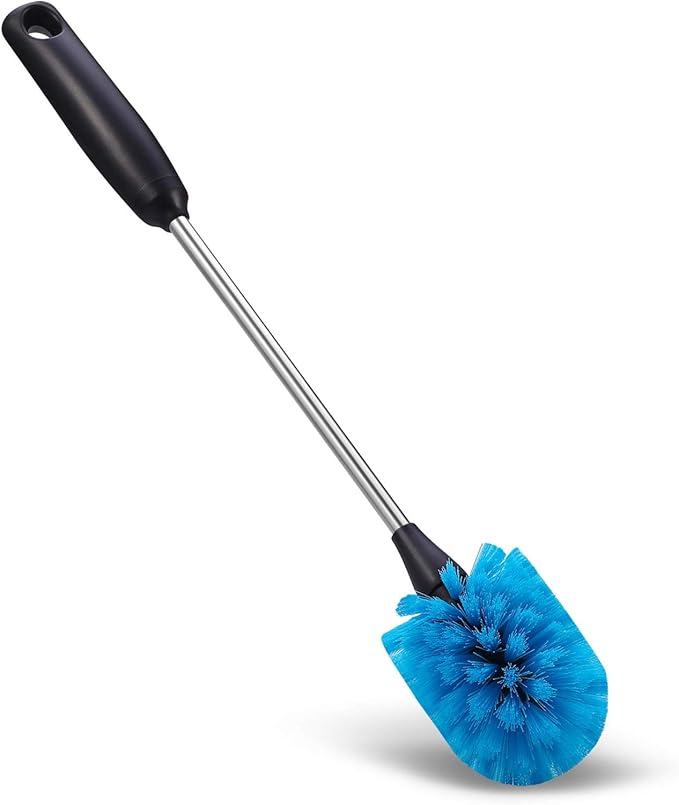 MOSOLAN 3-in-1 Stainless Steel Bottle Brush and Straw Cleaning Set, Long Handle Scrub Brush with Replaceable Head for Water Bottles, Glasswares, Mugs, Flasks, Tumblers, Vases, Round Head