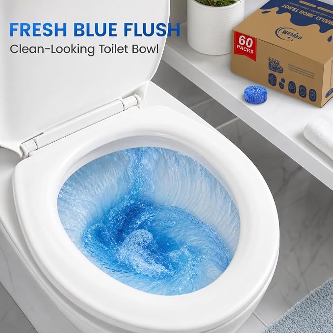 Msvvko Toilet Bowl Cleaner Tablets 100 Count - Blue Toilet Tank Cleaner Blocks Bulk Pack, Long Lasting Bathroom Deodorizer, Hard Water Stain Remover & Descaler, Septic Safe No-Scrub Daily Freshness