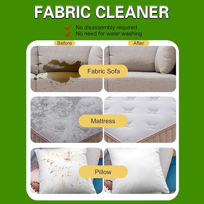 Upholstery Foam Cleaning 2 Pack, No Rinse Fabric Cleaner for Sofas, Couches & Car Seats, Quickly Lifts Stains & Dirt, Safe for Households with Kids & Pets, Easy-to-Use for Fresh & Spotless