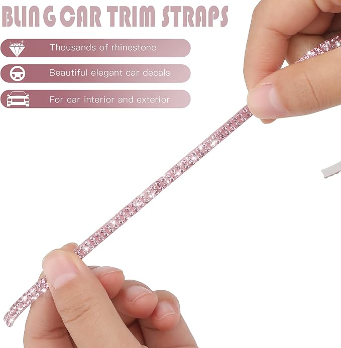 Kingdder 32.8 ft Bling Car Trim Self Adhesive Bling Car Accessories for Women Rhinestone Strip Glitter Diamond Sticker DIY Line Molding Dashboard Decal Shiny Auto Stuff for Interior Exterior Decor