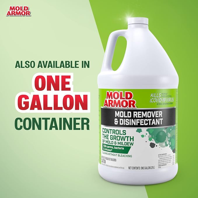 Mold Armor Mold Remover & Disinfectant Cleaner, 32 oz. Spray Bottle, Inhibits Growth of Mold, Kills 99.9% of Household Bacteria and Viruses, Easy-To-Use Mildew and Mold Control Solution