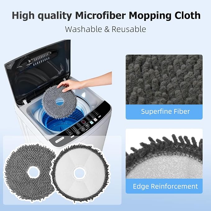 8 Pack Mop Pads for iRobot Roomba Plus 405 Combo/505 Combo Robot Vacuum Cleaner, Spin Cleaning Pads Replacement Parts Accessories Set
