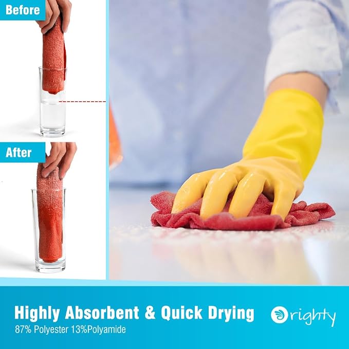 Orighty Microfiber Cleaning Cloth, 800 Pack Highly Absorbent Cleaning Rags, Household Cleaning Supplies, Reusable Microfiber Towels Lint Free Cloths for House, Kitchen, Car Care, 12x11 inch, Red