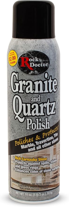 Rock Doctor Granite Polish Spray and Surface,18oz.Can Polish Tile, Marble, Kitchen Countertop, and Natural Stone Surfaces, Streak-Free Shine Pack of 1