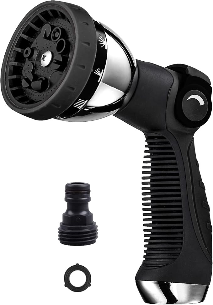 Garden Hose Nozzle Spray Nozzle,10 Hose Metal Duty Watering Patterns Thumb Control On Off Valve, High Pressure Nozzle Sprayer for Watering Plants, Car Wash,Cleaning,Showering Pets