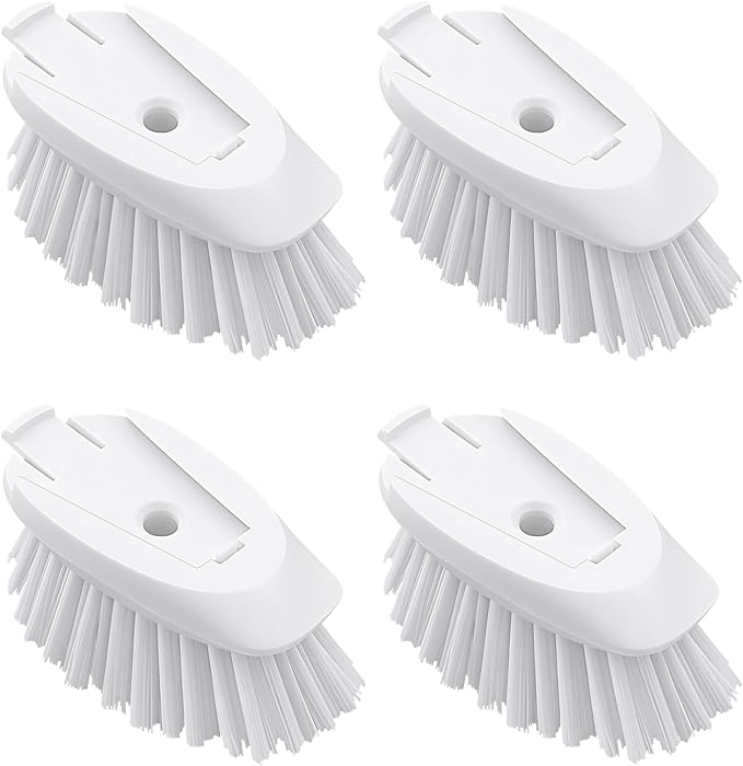 Dish Brush Refills 4 Pack, White Replacement BrushHeads Compatible with OXO Dish Brush & OXO DishScrubber