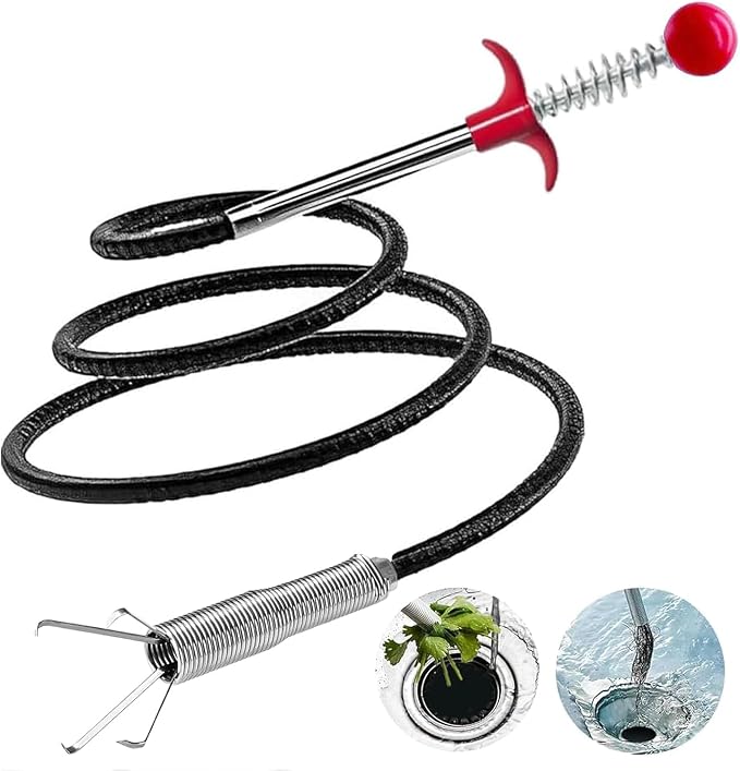 76 Inch Drain Snake Upgraded Ergonomic Grip – Toilet Snake Flexible Grabber Claw for Clog Remover & Pick Up Small Items