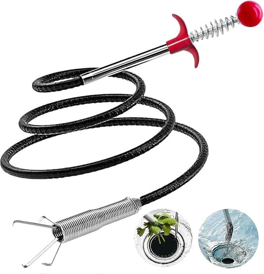 76 Inch Drain Snake Upgraded Ergonomic Grip – Toilet Snake Flexible Grabber Claw for Clog Remover & Pick Up Small Items