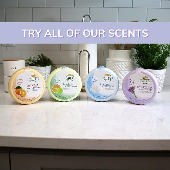 Citrus Magic Solid Air Fresheners, Pure Linen, 8 Ounce, Pack of 3 | Odor Absorbing, Passive Diffusion, Odor Elimination Up to 4 Weeks Each, Ideal for Home