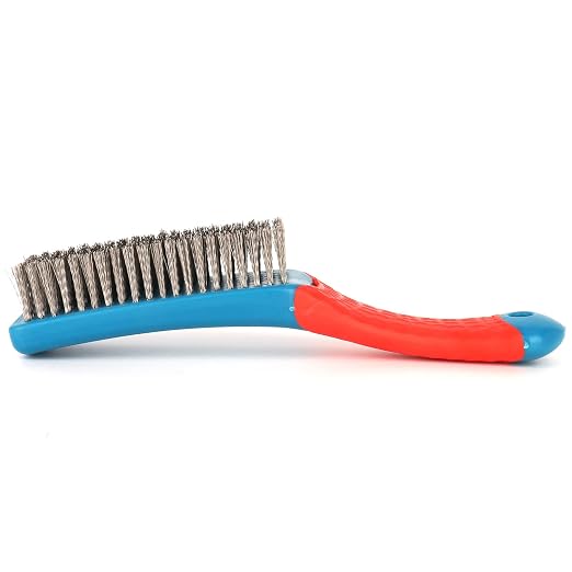 Wire Brushes for Rust Removal, Steel Wire Metal Brush for Cleaning Concrete | Paint Remover for Concrete & Grill Rust Remover with Ergonomic Handle (15.5x3.5cm)