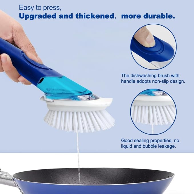 CELOX Dish Brush with Soap Dispenser, Soap Dispensing Brush with Handle