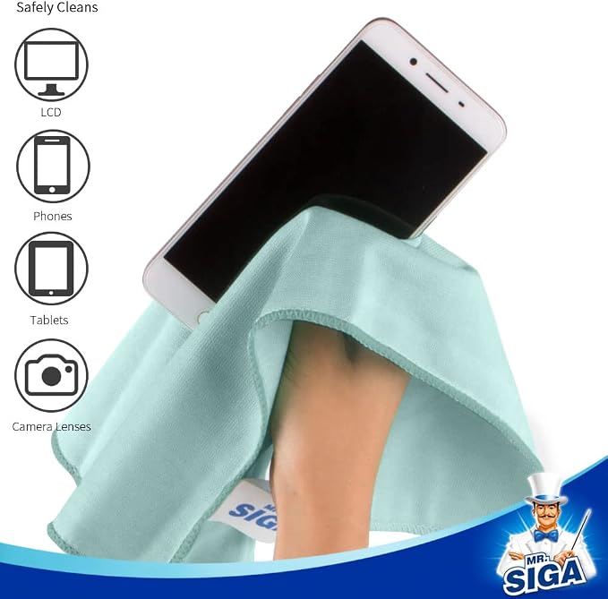 MR.SIGA Ultra Fine Microfiber Cloths for Glass, Window, Mirror, Pack of 6 | Lint free window cleaning cloths, ultra fine microfiber polishing cloths, 35 x 40 cm(13.8 x 15.7 inch)
