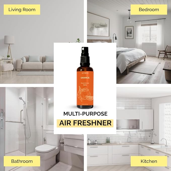 Orange Air Freshener Spray for Room, Linen & Pillow 100ml by Aromafume | Made with Pure Orange Essential Oil | Aromatherapy Spray to Refresh & Energize | Mist for Bedding, Fabrics