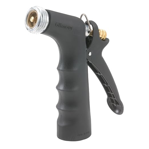 Gilmour Medium Duty Garden Hose Nozzle with Over Mold Grip, Hot Water Hose Nozzle for Watering and Cleaning | Hot Water Use, Concentrated Stream, Ergonomic Grip, Threaded Tip, Multi Use for Washing and Cleaning