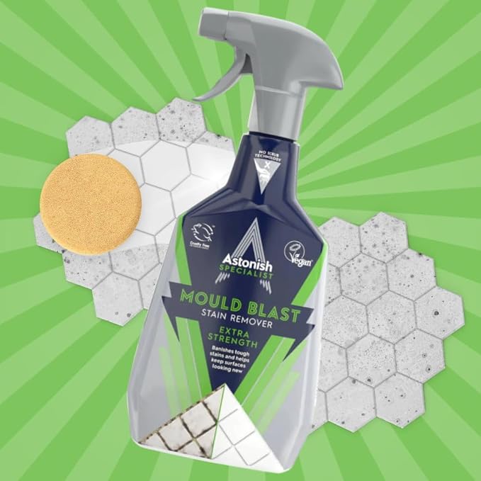 Astonish Apple Burst Household Cleaner - Shower Curtain, Shower Door, Bathroom Tiles - Hard Water Stains, Rust & Calcium Bathroom Cleaner - No Scrub, Cruelty Free Cleaning Supplies, 750ml Spray Bottle