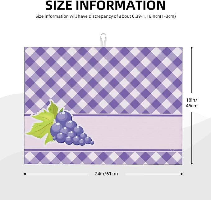 Purple Grapes Dish Drying Mat 18x24 For Kitchen Counter Absorbent Microfiber Dishes Pad Dish Drainer Rack Mats Fast Dry Kitchen Accessories