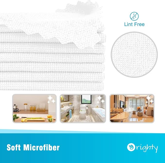 Orighty Microfiber Cleaning Cloth, 400 Pack Highly Absorbent Cleaning Rags, Household Cleaning Supplies, Reusable Microfiber Towels Lint Free Cloths for House, Kitchen, Car Care, 12x11 inch, White