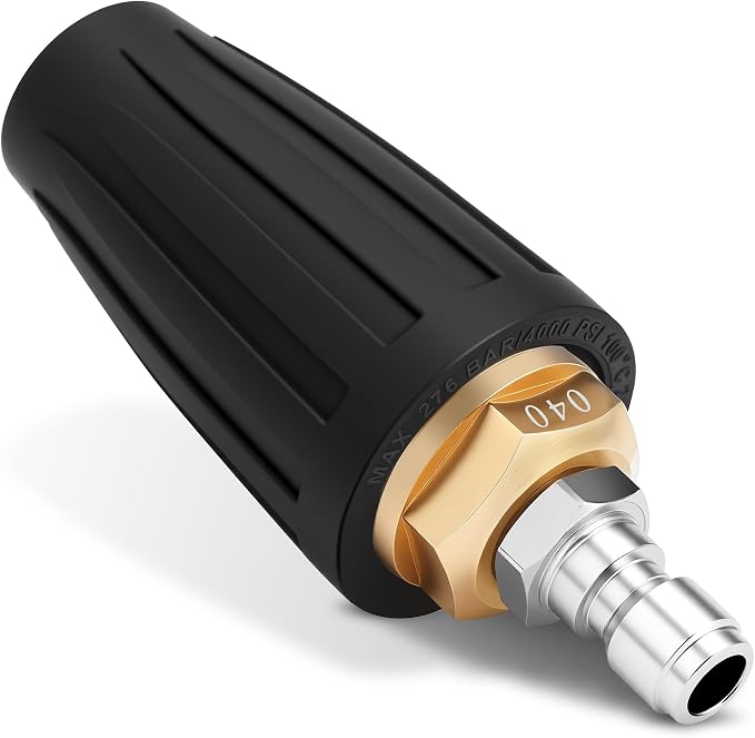 Yupjlia Turbo Nozzle Pressure Washer Tips, 4000 PSI Max, 360° Rotating | Upgrade Pressure Washer Nozzle, 1/4 Quick Connect, Cleaning Patio Driveway Brick Concrete Vinyl Surface, 4.0 GPM 4.0 Orifice
