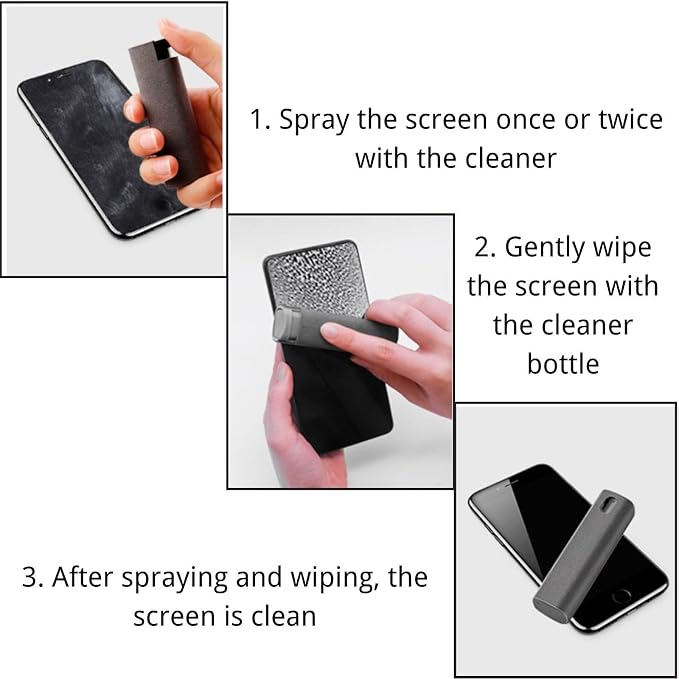 4PCS Screen Cleaner Touchscreen Mist Spray, Portable Reusable Fingerprint-Proof Spray Bottle for Phone/Laptop/Tablet/Monitor/Car Screen
