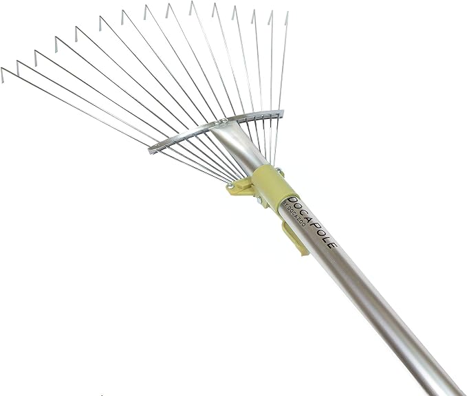 DOCAZOO Roof Rake Gardening Pole Attachment | Roof Rake Attachment for Extension Poles - Clears Leaves & Debris from Roofs and Gutters