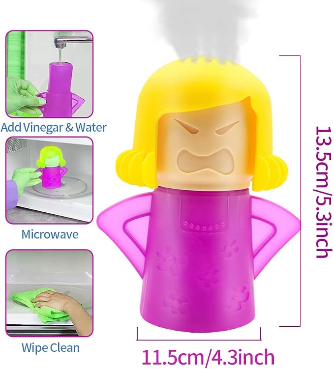 Abnaok Angry Mom Microwave Cleaner and Chilly Mama Fridge Deodoriser 2PCS Easily Clean in Minutes for Home or Office with English Manual