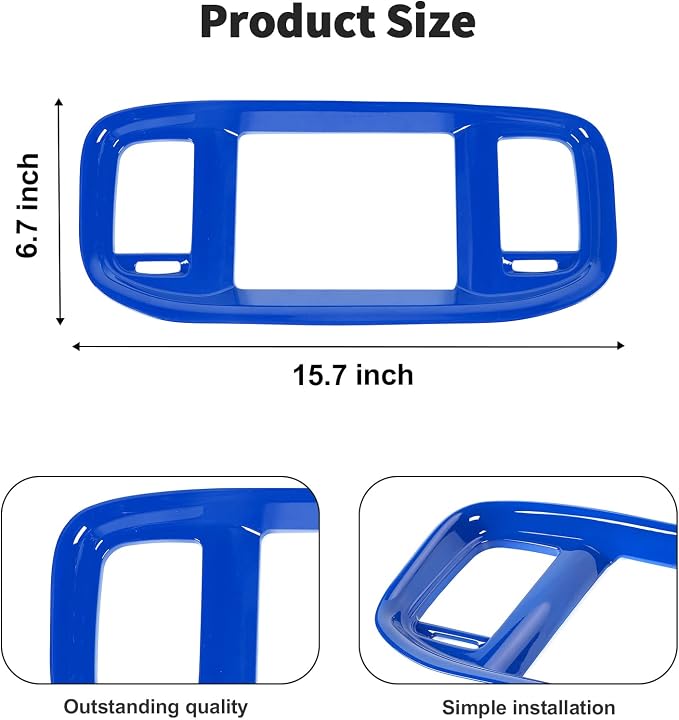 JWWY Charger Center Consoles Dash Board Trim Dashboard DVD Navigation Screen Frame Instrument Cover Trim for 2015-2024+Dodge Charger Interior Accessories Blue