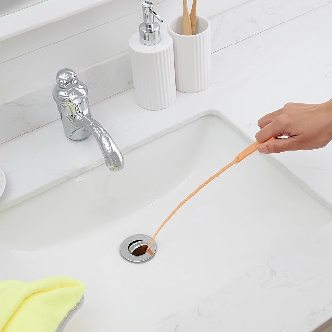 Amazon Basics Flexible Drain Clog Remover Snake Tool for Hair and Debris, Unclog Toilet, Sink, Shower, Bathtub, Sewer, 19.6-Inch, 12 Pack