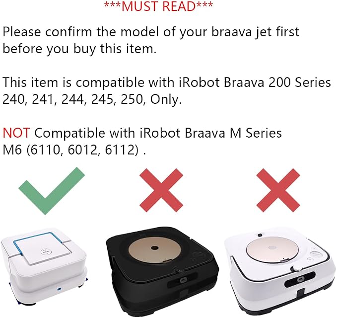 Mop Pads for iRobot Braava Jet 240 241 244 245 250, 6-Pack | Microfiber Mopping Cloth, Washable & Reusable Robot Vacuum Replacement Parts Accessories